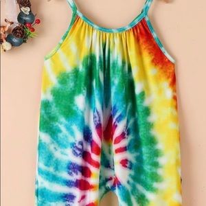 Girls Tie Dye Suspenders Jumpsuit